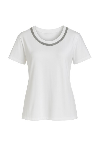 Foto Tshirt com aplicação de strass na gola Kwi