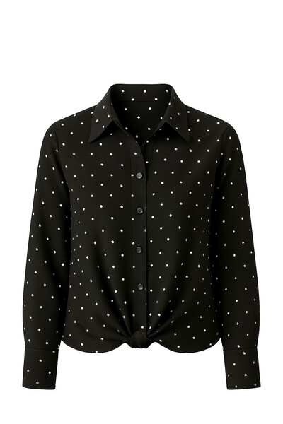 Foto Camisa poá manga 3/4 feminina Kwi