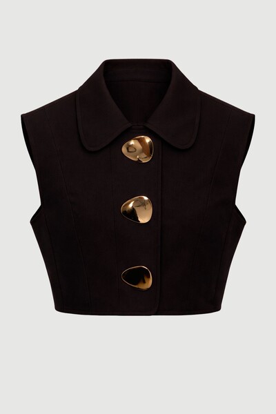 Foto Colete alfaiataria com broches orgânicos Kwi