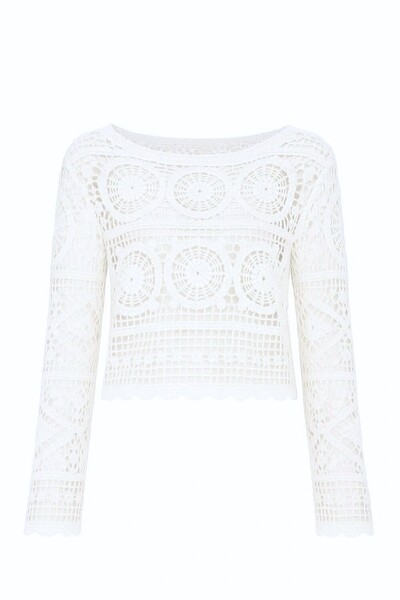 FotoBlusa crochê manga longa mandala Kwi