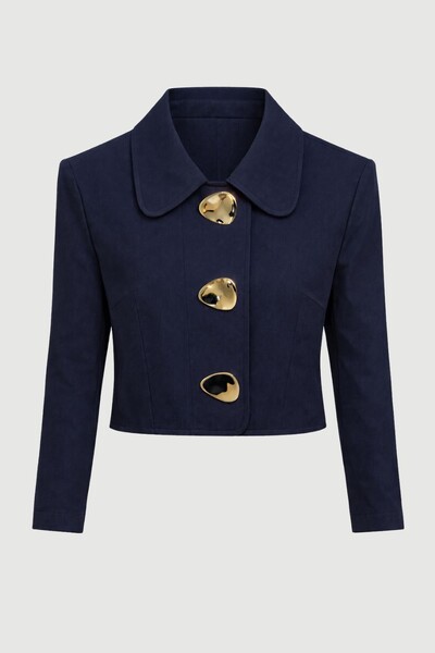 Foto Blazer cropped alfaiataria com broches orgânicos Kwi