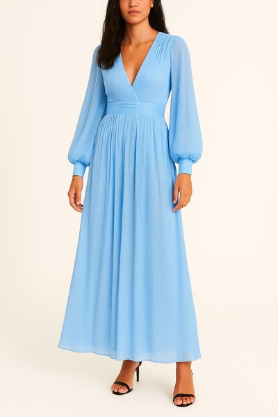 FotoVestido longo voil manga longa Kwi