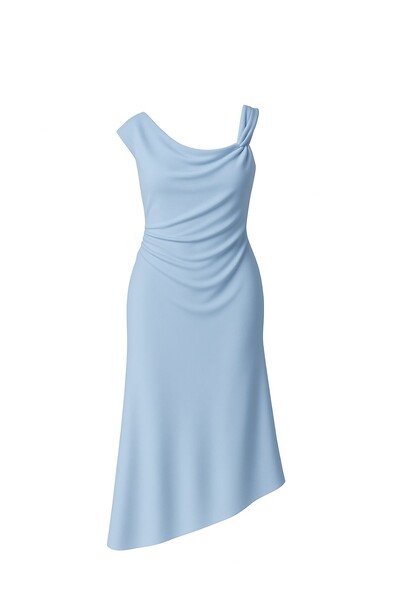 Foto Vestido midi assimétrico drapeado Kwi
