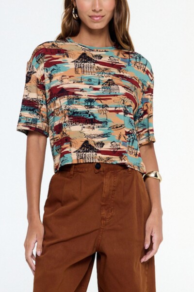 Foto Blusa malha camuflada ilha palha Kwi