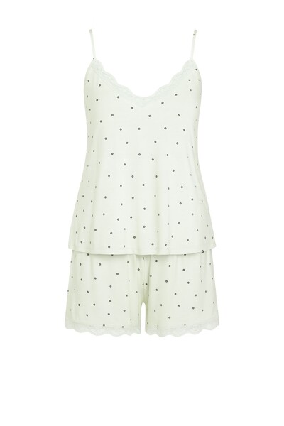 Foto Pijama Feminino Short doll alça detalhe em renda verde claro Kwi