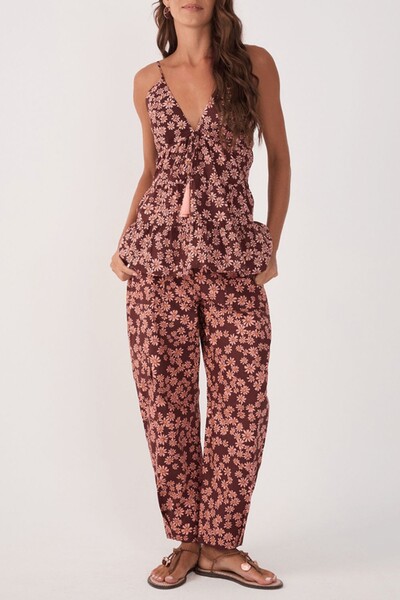 Foto Calça utilitária estampa margaridas rosa Dress to
