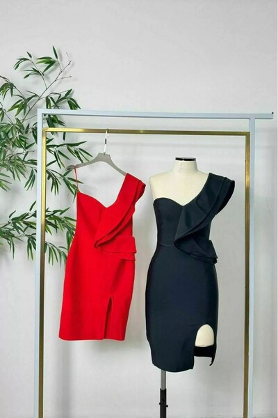 FotoVestido curto bandage um ombro Kwi