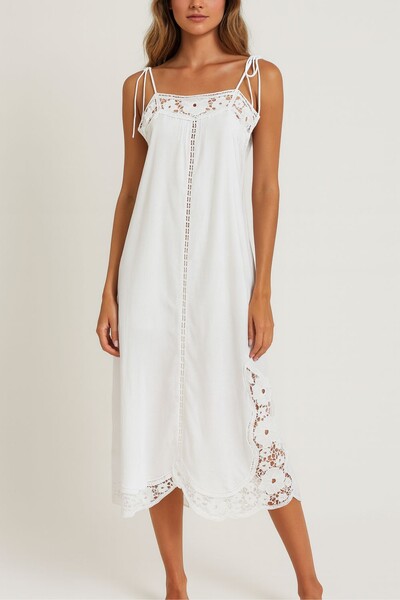 Foto Vestido alça algodão com guipir Kwi