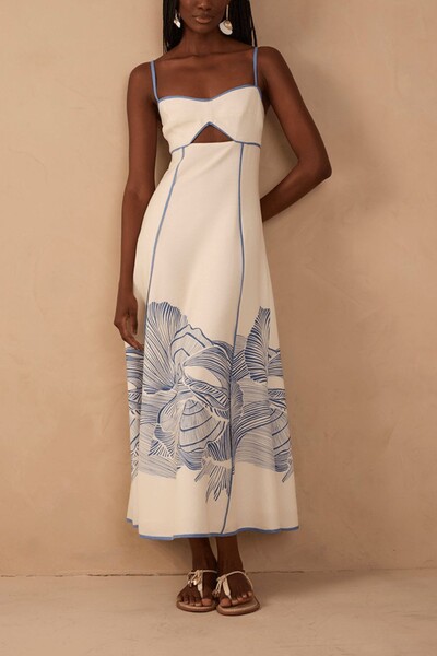 Foto Vestido cropped linho estampa mergulho Dress to