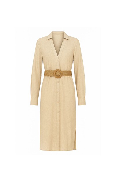 Foto Vestido chemise feminino com cinto Kwi