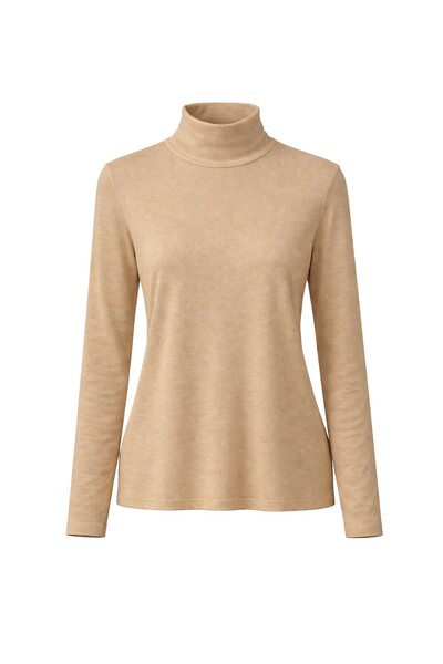 Foto Blusa feminina básica de manga longa com gola alta em malha KWI