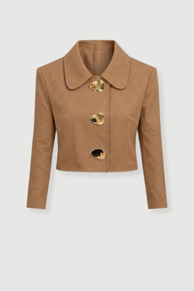 Foto Blazer cropped alfaiataria com broches orgânicos Kwi