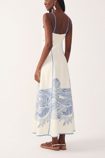 FotoVestido cropped linho estampa mergulho Dress to