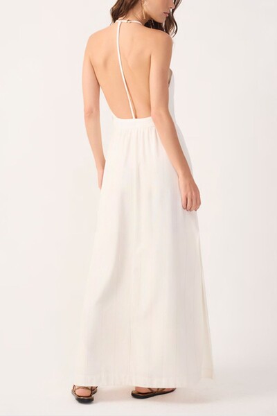 FotoVestido cropped linho risca de giz Dress to