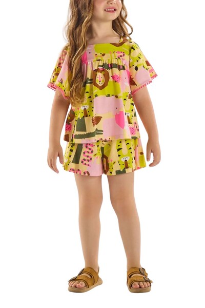 Foto Conjunto estampado blusa e short em meia malha Up Baby