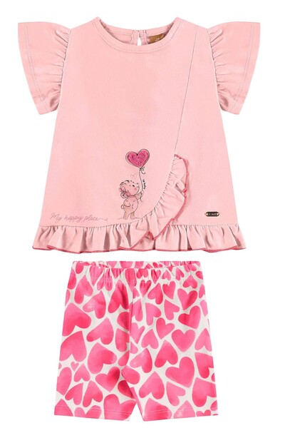 Foto Conjunto blusa meia malha e bermuda cotton Up Baby