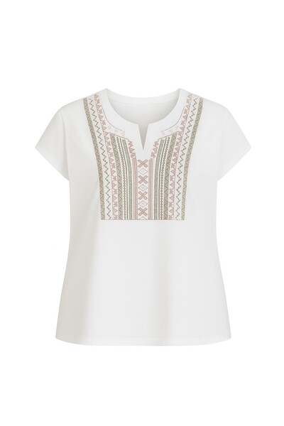 Foto Blusa plus size em malha bordada Kwi