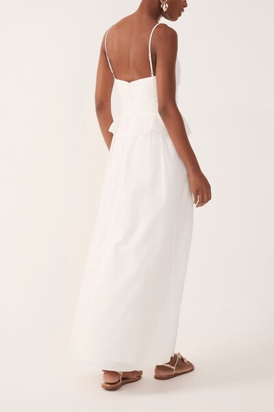 FotoVestido longo algodão babado cintura Dress to