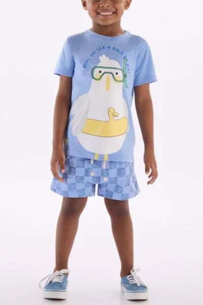 Foto Conjunto camiseta malha e bermuda moletom Três e Já