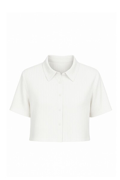 Foto Camisa cropped manga curta Kwi