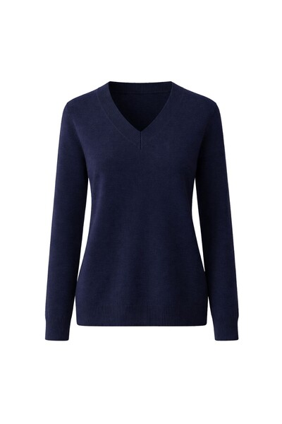 Foto Suéter feminino retilínea básica com decote V Kwi