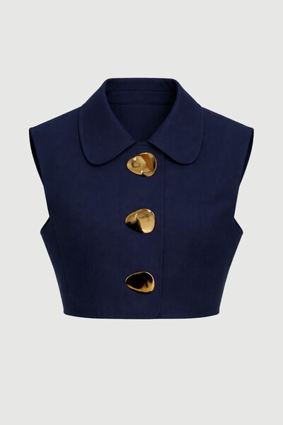 Foto Colete alfaiataria com broches orgânicos Kwi