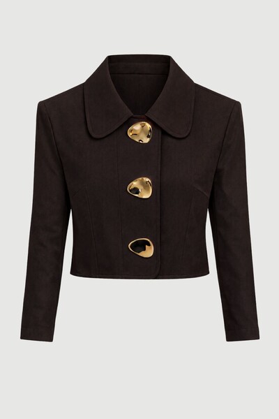 Foto Blazer cropped alfaiataria com broches orgânicos Kwi