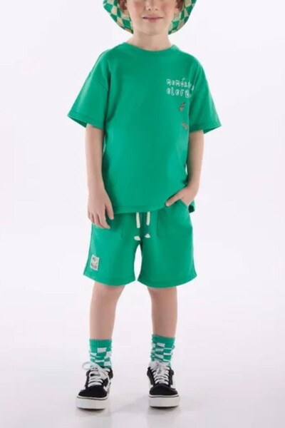 Foto Conjunto camiseta manga curta e bermuda moletom Três e Já