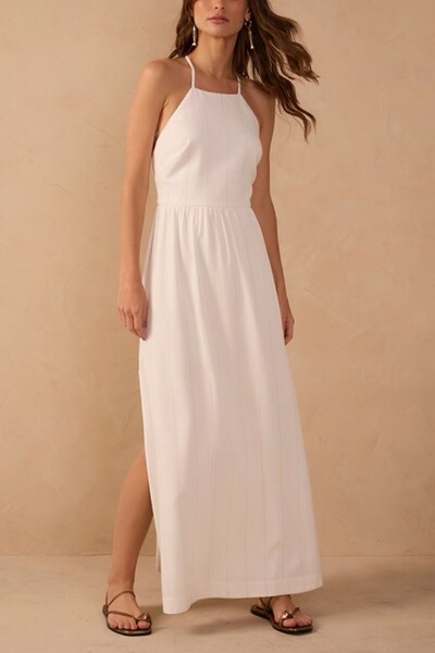 Foto Vestido cropped linho risca de giz Dress to