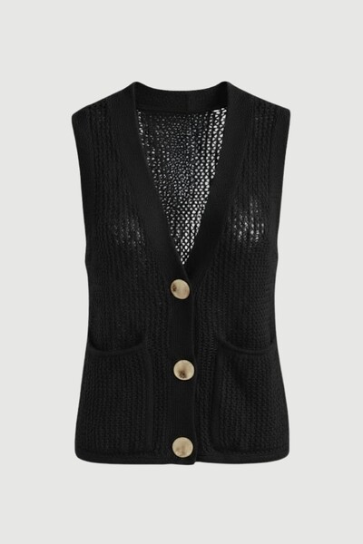 Foto Colete feminino em tricot vazado Kwi