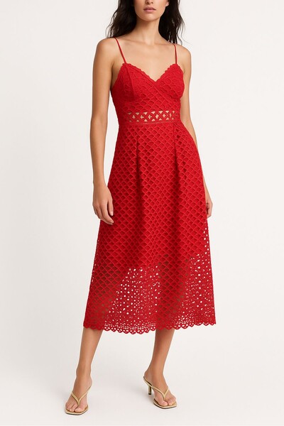 Foto Vestido midi guipir alças finas Kwi