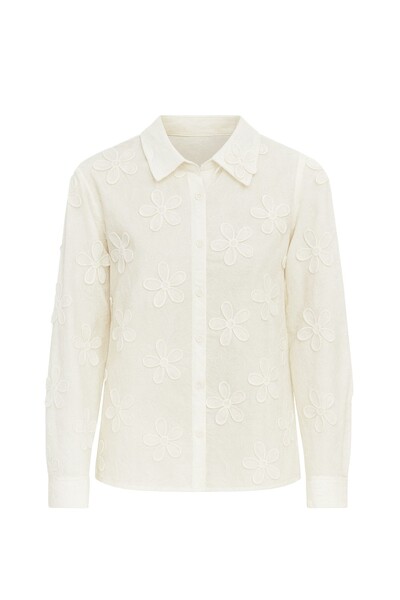 Foto Camisa feminina em revelo floral Kwi