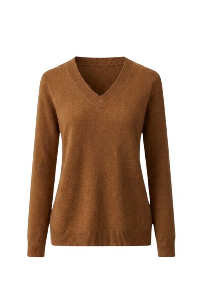 Foto Suéter feminino retilínea básica com decote V Kwi