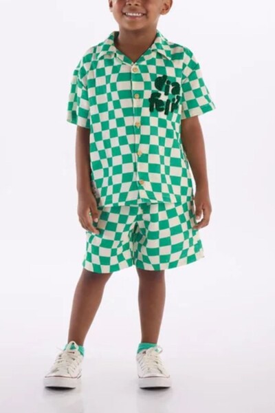 Foto Conjunto camisa e bermuda em viscolinho Três e Já