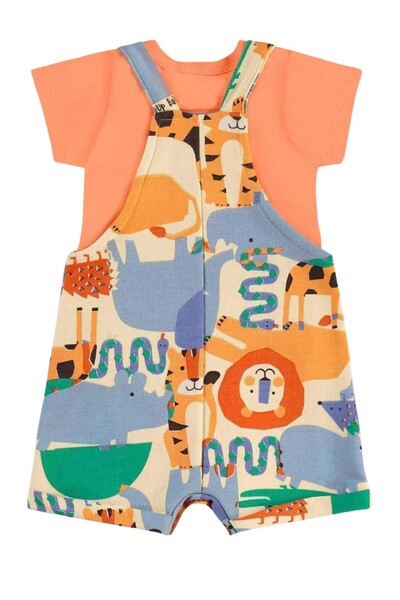 FotoConjunto jardineira moletom e body malha Up Baby