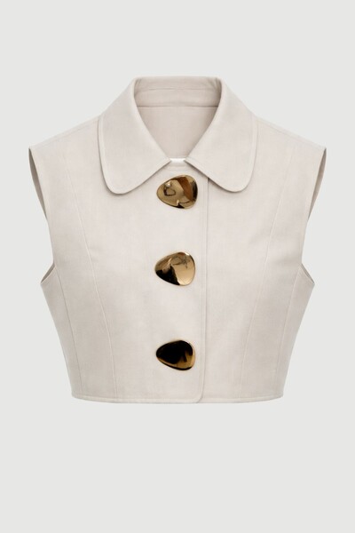 Foto Colete alfaiataria com broches orgânicos Kwi