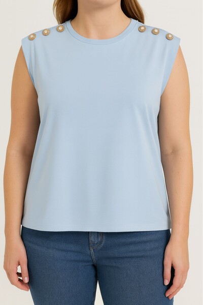 Foto Blusa plus size em malha com detalhe nos ombros Kwi