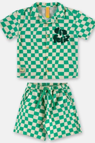 FotoConjunto camisa e bermuda em viscolinho Três e Já