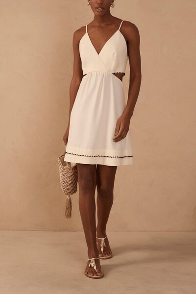 Foto Vestido curto linho bordado miçanga Dress to