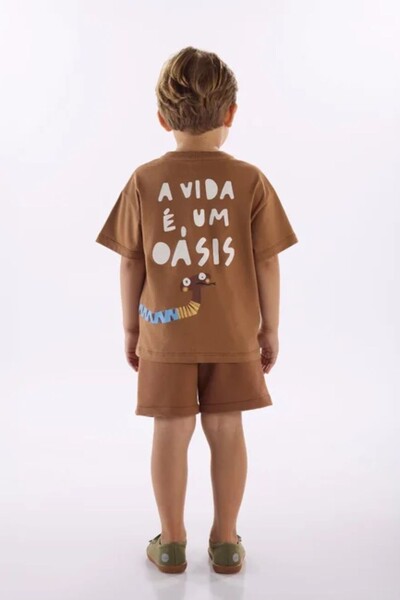 FotoConjunto camiseta malha e bermuda moletom Três e Já