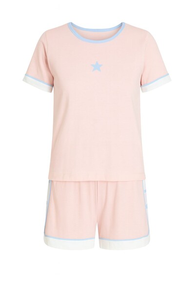 Foto Pijama Feminino Short doll manga curta rosa claro Kwi