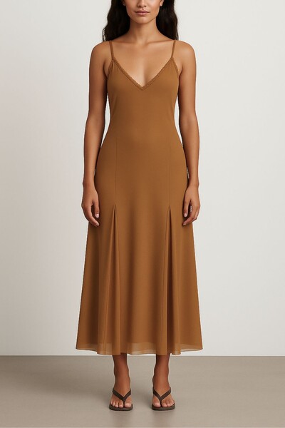 Foto Vestido longo alça fina em tule Kwi