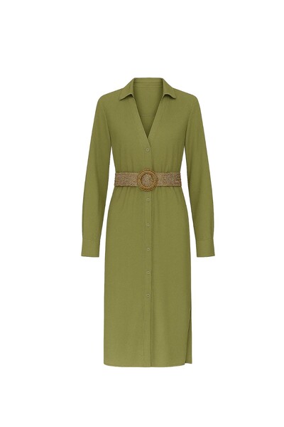 Foto Vestido chemise feminino com cinto Kwi