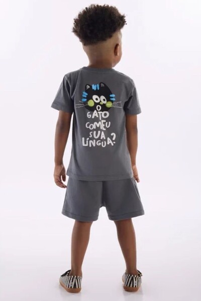 FotoConjunto camiseta malha e bermuda moletom sem felpa Três e Já