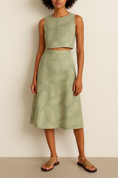 FotoBlusa cropped com bordado de folhagens Kwi