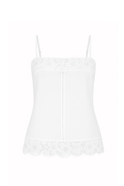 FotoBlusa alça algodão com renda Kwi
