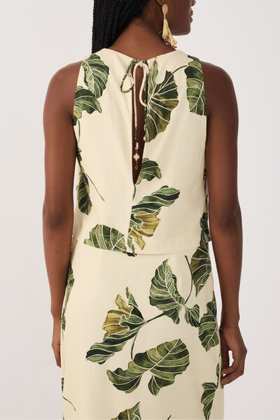 FotoBlusa linho estampa folhar Dress to