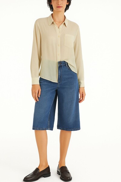 FotoCamisa tencel com bolso Kwi