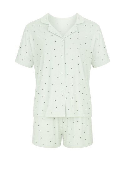 Foto Pijama Feminino Camisaria manga curta verde claro Kwi
