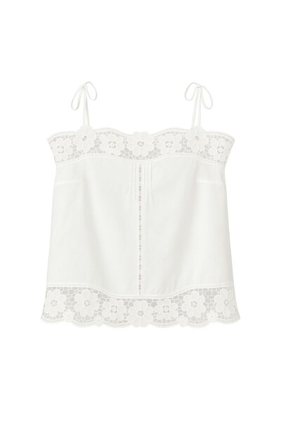 FotoBlusa alça algodão com renda Kwi